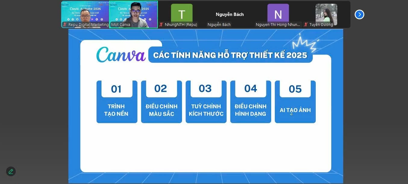 Repu Digital tổ chức thành công sự kiện trực tuyến ” Canva AI Suite 2025: Bộ tính năng hoàn toàn mới & Bí quyết tối ưu thiết kế”